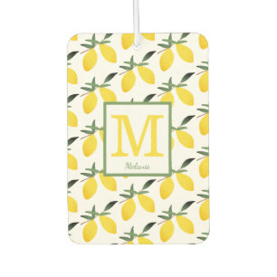Lemon Citrus Monogram Name Autolufterfrischer