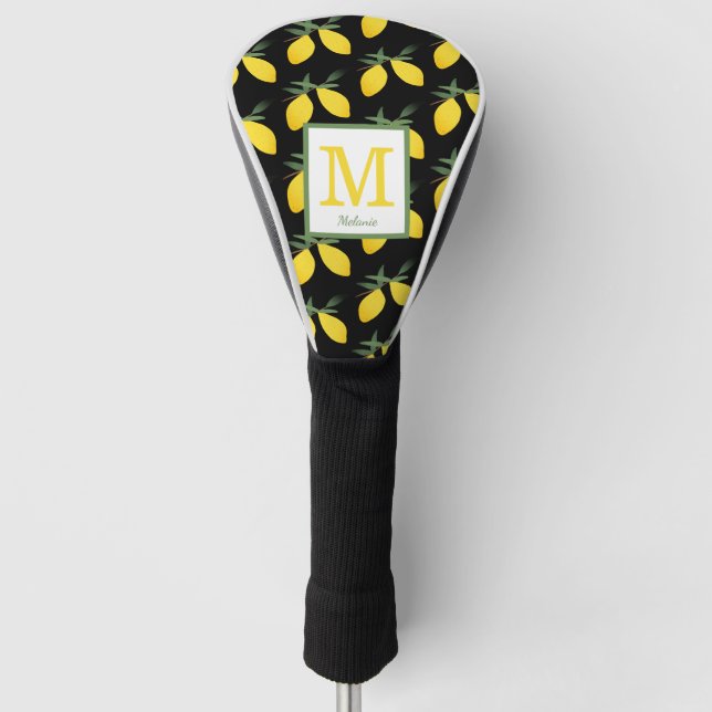 Lemon Citrus Monogram Name Golf Headcover (Vorderseite)