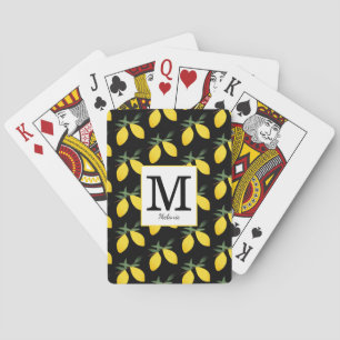 Lemon Citrus Monogram Name Playing Cards Spielkarten