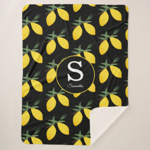 Lemon Citrus Monogram Sherpadecke