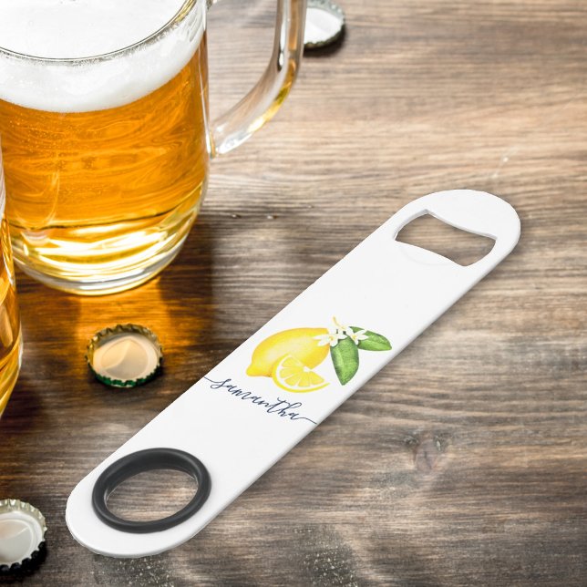 Lemon Citrus Monogram White Speed Flaschenöffner (Von Creator hochgeladen)