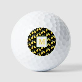 Lemon Citrus Muster Monogram Golfball