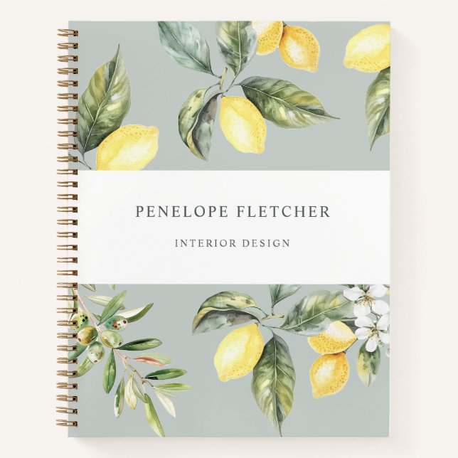 Lemon Citrus Nature Rustic Recipe Notebook Notizbuch (Vorderseite)