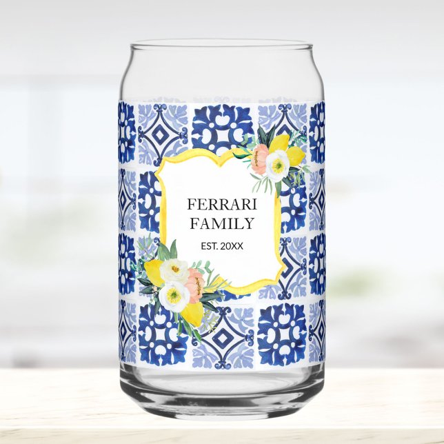 Lemon Citrus Navy Blue Italian Mediterranean Dosenglas (In situ)