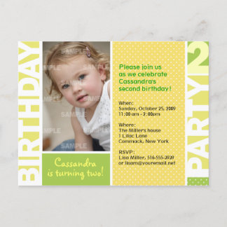 Lemon Citrus Polka Dot 2. Geburtstag Postkarte
