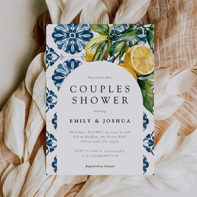 Lemon Citrus Positano Dusche Italienische Paare Einladung (Von Creator hochgeladen)