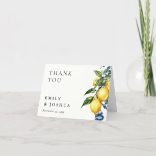 Lemon Citrus Positano Italienische Hochzeit Dankeskarte
