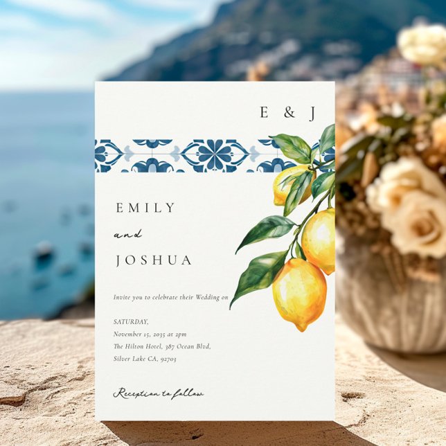 Lemon Citrus Positano Italienische Hochzeit Einladung (Von Creator hochgeladen)