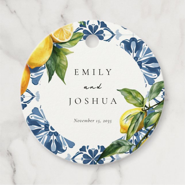 Lemon Citrus Positano Italienische Hochzeit Geschenkanhänger (Vorderseite)