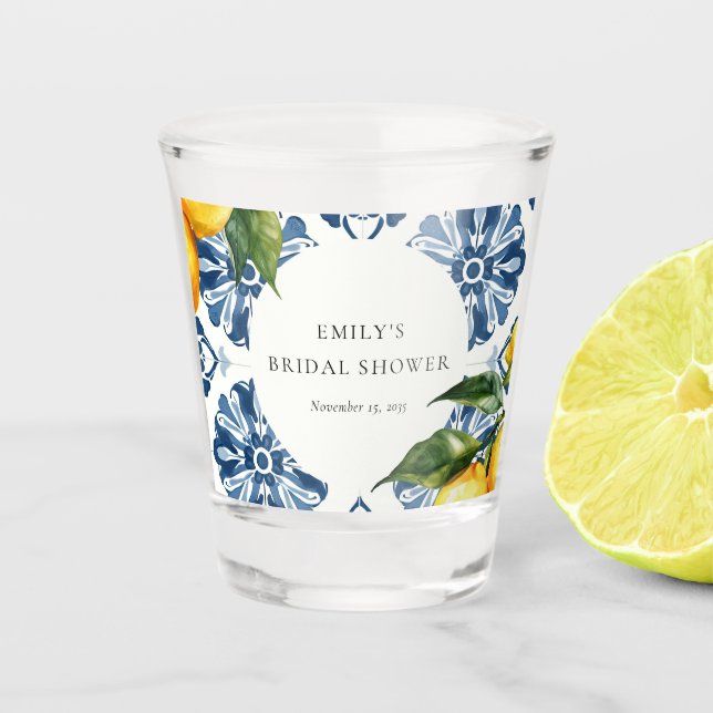 Lemon Citrus Positano Italienisches Brautparty Schnapsglas (Vorderseite)