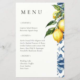 Lemon Citrus Positano Italienisches Hochzeitsmenü
