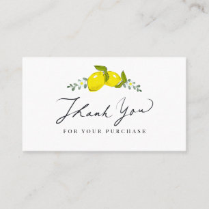 Lemon Citrus Script Danke Business Card Visitenkarte