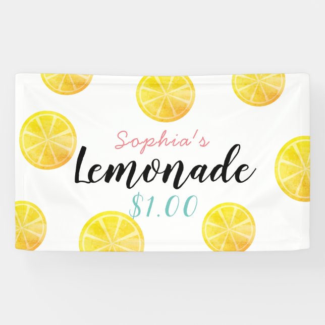 Lemon Citrus Slice Muster Lemonade Stand Kids Banner (Horizontal)