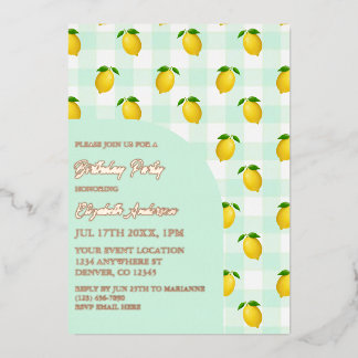 Lemon Citrus Sommer Geburtstag Folieneinladung