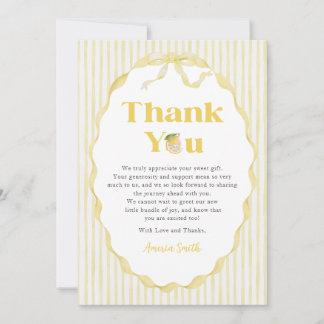 Lemon Citrus Stripes Baby Shower Thank You Card