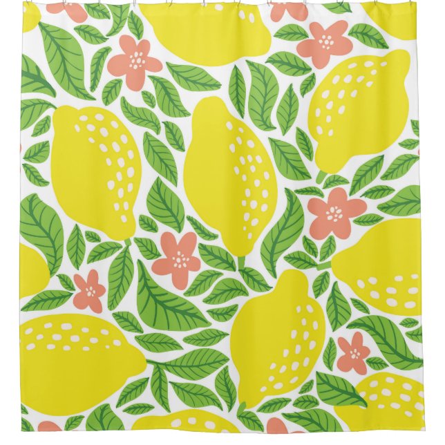 Lemon Citrus Summer Vintag Pattern Duschvorhang (Vorderseite)