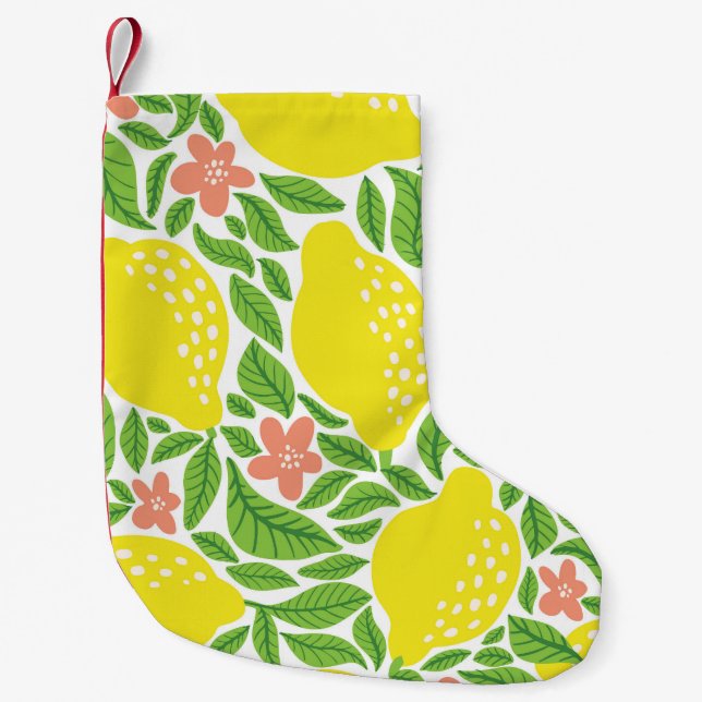 Lemon Citrus Summer Vintag Pattern Kleiner Weihnachtsstrumpf (Vorderseite)
