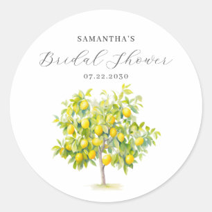 Lemon Citrus Watercolor Brautparty Runder Aufkleber
