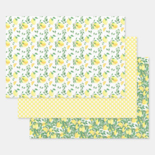 Lemon Citrus Watercolor Geschenkpapier Set