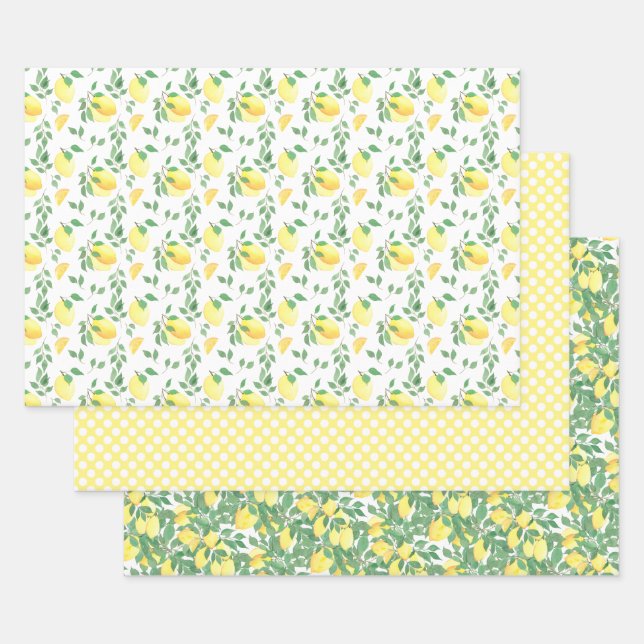 Lemon Citrus Watercolor Geschenkpapier Set (Set)