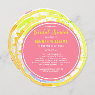 Lemon Citrus Watercolor Pink Brautparty Einladen Einladung