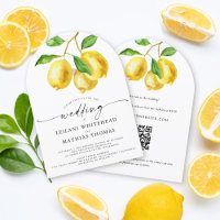 Lemon Citrus Watercolor QR Code Hochzeit