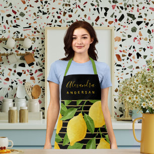Lemon Citrus Watercolor Script Name Stilvoller Koc Schürze