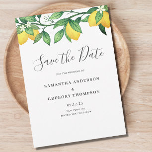 Lemon Citrus Wedding Flat Save the Date Card