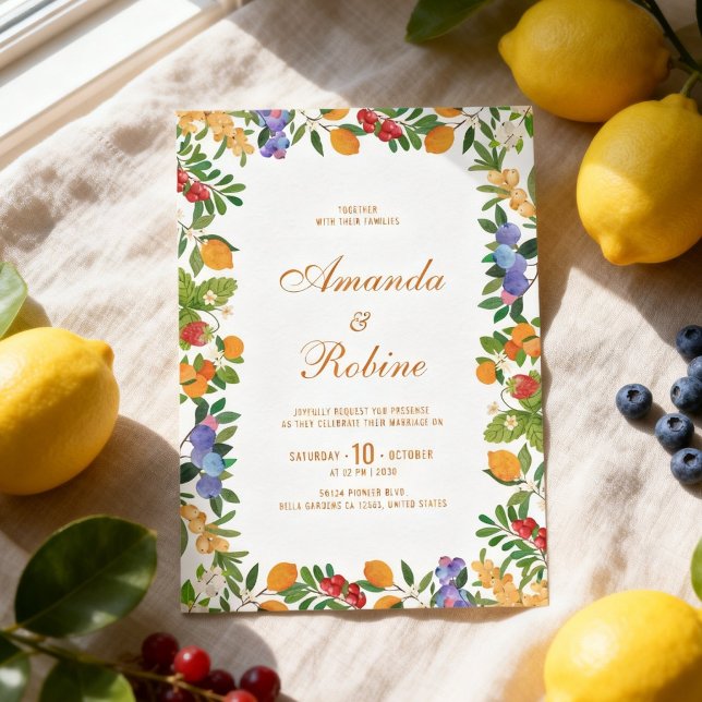 Lemon Citrus Wedding Invitation Einladung (Von Creator hochgeladen)