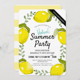Lemon Citrus White Summer Adult Virtual Birthday Einladung