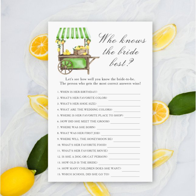 Lemon citrus - Who knows the bride best game (Von Creator hochgeladen)