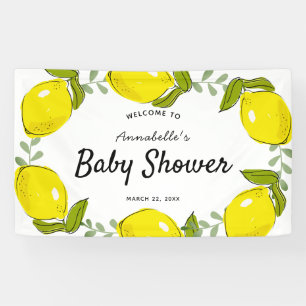 Lemon Citrus Wreath White Baby Dusche Banner