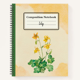 Lemon Columbine Blume Personalisierte Zusammensetz Notizbuch