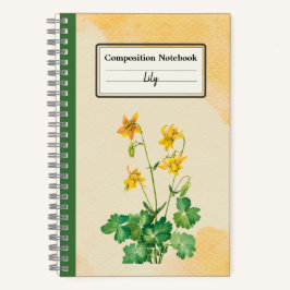 Lemon Columbine Blume Personalisierte Zusammensetz Notizbuch