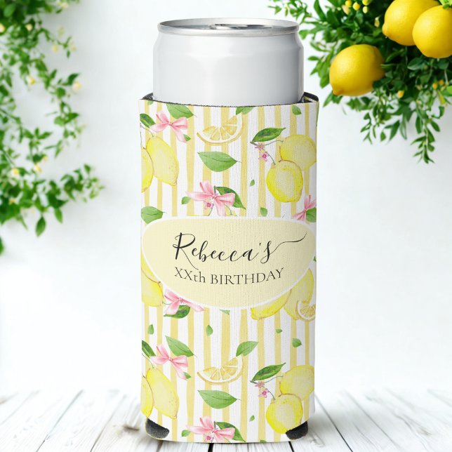 Lemon Coquette Pink Bows And Yellow Stripes Selters Dosenkühler (Von Creator hochgeladen)