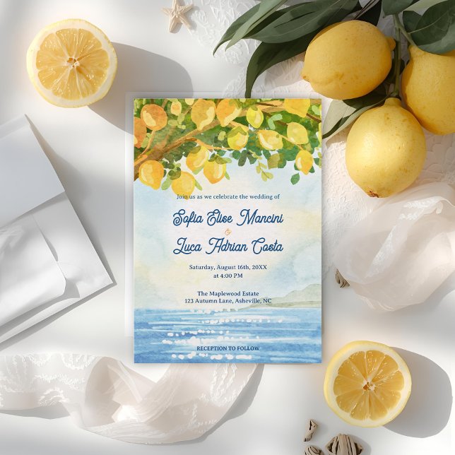 Lemon Costal Mediterranean Wedding Invitation  Einladung (Lemon Costal Mediterranean Wedding Invitation)