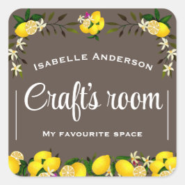 Lemon Craft Brown Quadratischer Aufkleber