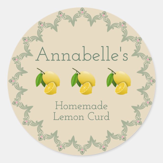 Lemon Curd Label Runder Aufkleber (Vorderseite)