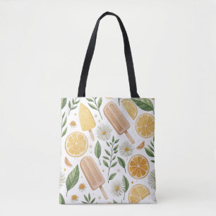 Lemon & Daisy Tragetasche – Florales Zitrus Canvas