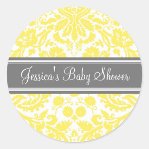Lemon Damask Baby Dusche Pflegeaufkleber Runder Aufkleber