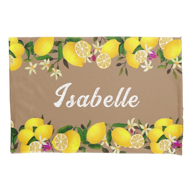 Lemon Days Brown Kissenbezug (Vorderseite-Links)