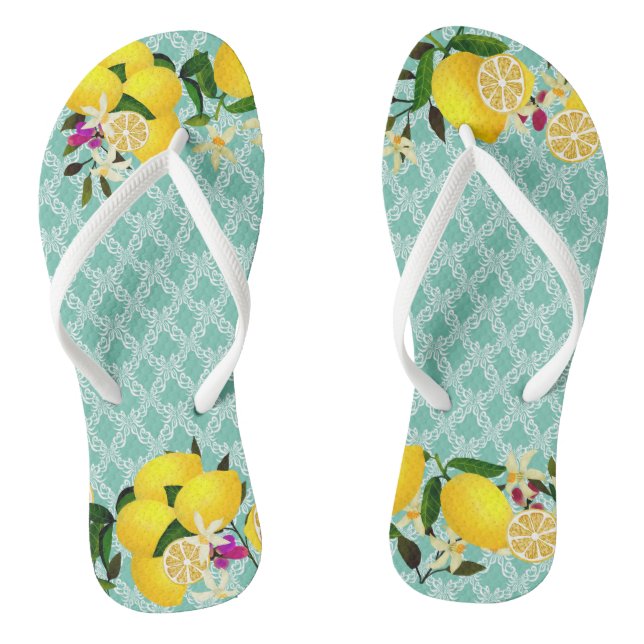 Lemon days motif aqua Flip Flops (Fußbett)