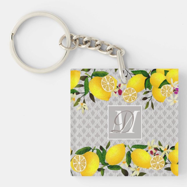 Lemon Days Motif Gray Schlüsselanhänger (Vorderseite)