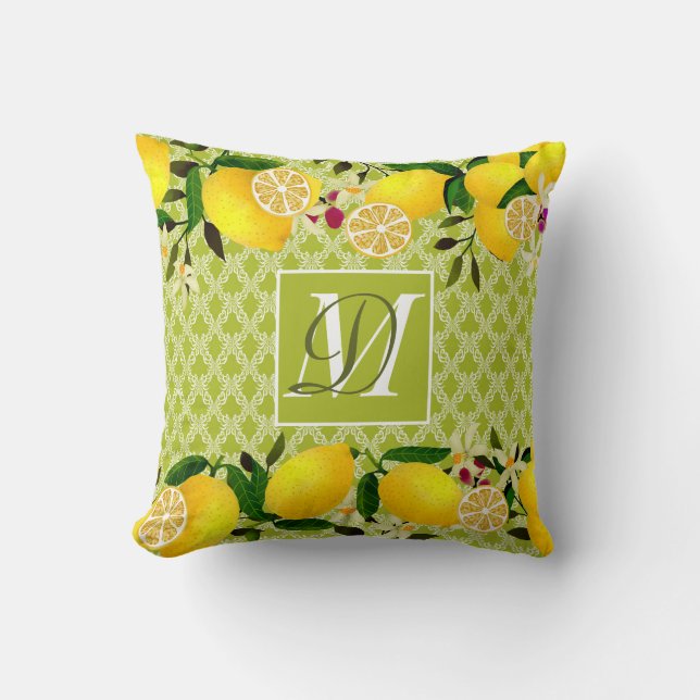 Lemon Days Motif Green Kissen (Vorderseite)