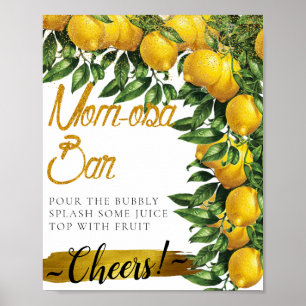 Lemon Decorated Elegant Mimosa Bar Sign Poster