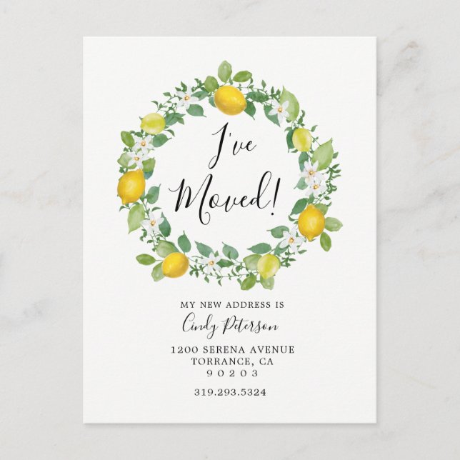 Lemon, den ich bewegt habe | Verschieben der Ankün Ankündigungspostkarte (Vorderseite)