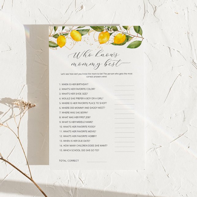 Lemon, der Mommy Best Baby Shower Game kennt (Von Creator hochgeladen)
