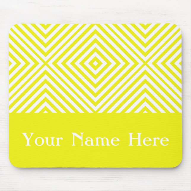 Lemon Diamond Zickzack mit individuelle Name Mousepad (Vorne)