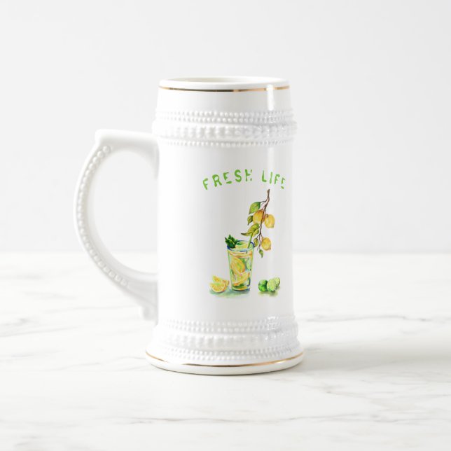Lemon Drink Beer Stein - Benutzerdefinierter Text Bierglas (Links)