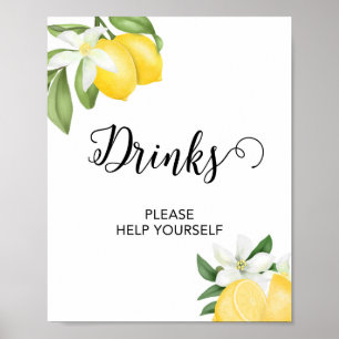 Lemon Drink Table Party Sign Citrus Poster